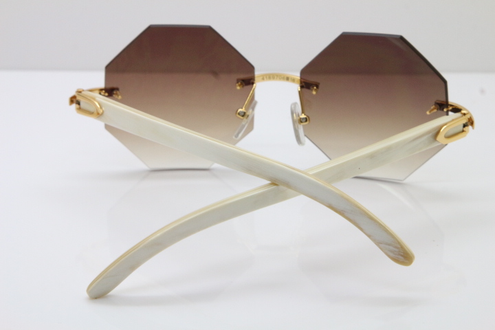 Rimless Sunglasses Metal White Buffalo Horn Sun glasses Unisex vintage 4189706 Eyeglasses with Red box C Decoration gold fram Fashion Accessories