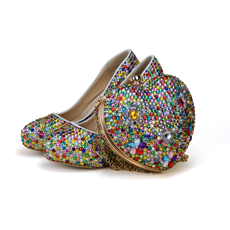 Small Rhinestone Mix Color High Heel Party Shoes with Heart Shape Bag Wedding Bridal Shoes Adult Ceremony Shoes with Clutch Bag, Multicolor
Small Rhinestone Mix Color High Heel Party Shoes with Heart Shape Bag Wedding Bridal Shoes Adult Ceremony Shoes with Clutch Bag, Multicolor