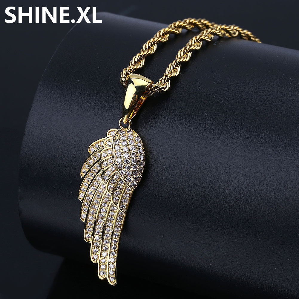 Gold Silver Color Plated Iced Out Full CZ Stone Angel Wings Necklace Pendant for Charm Women
Gold Silver Color Plated Iced Out Full CZ Stone Angel Wings Necklace Pendant for Charm Women