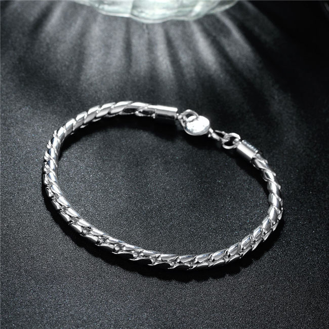 Small twisted rope hand chain sterling silver plated bracelet ;Hot sale men and women 925 silver bracelet SPB210
