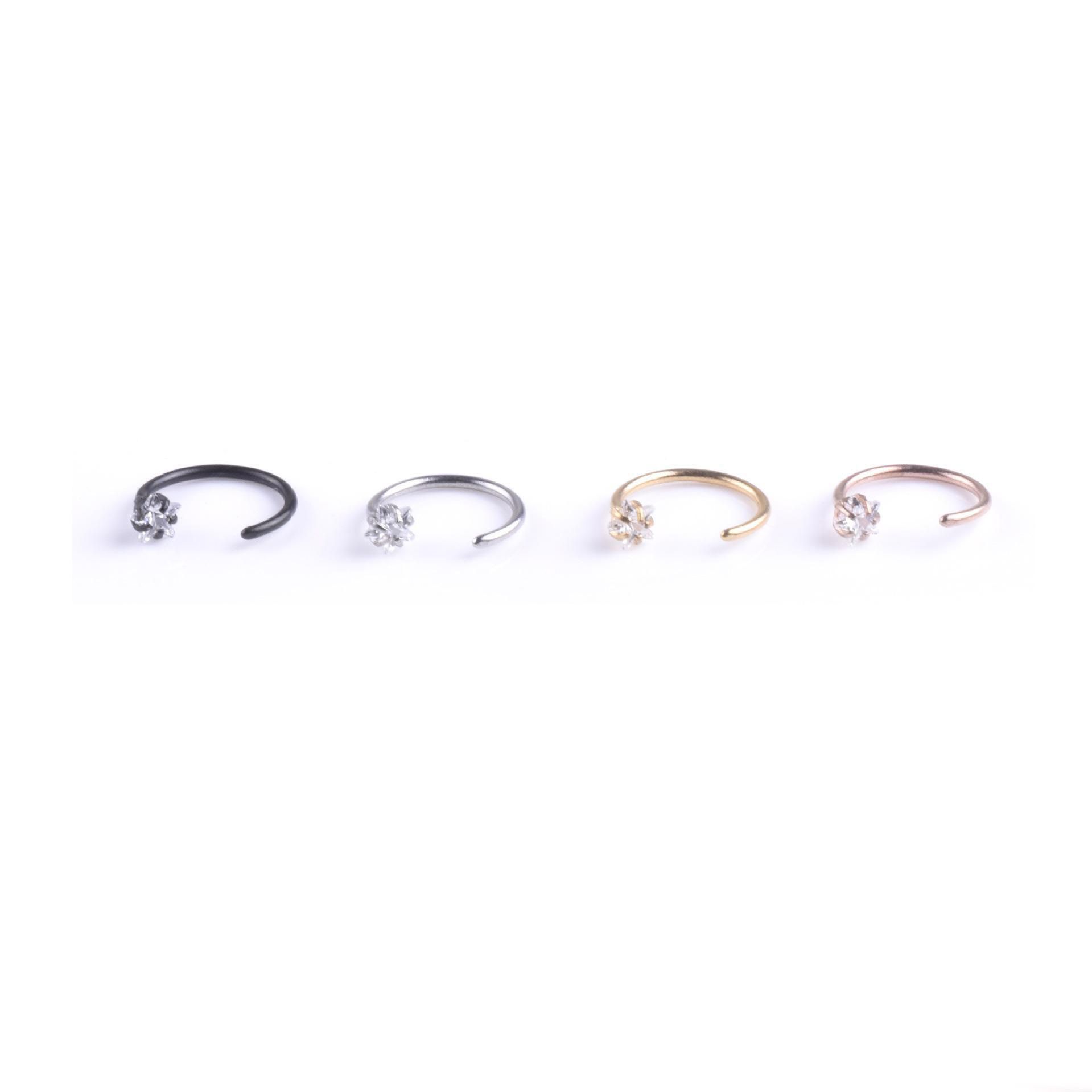 New Star Zircon Nose Hoop Rings Ear Cartilage Tragus Body Jewelry For Women Men Anti-allergy C Neck