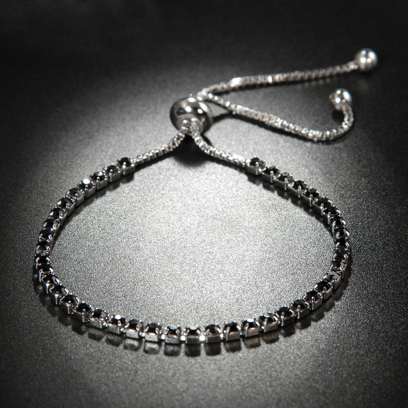 18K White Gold Plated Cubic Zircon Cluster Adjustable Box Chain Tennis Bracelets Fashion Womens Jewelry Bijoux for Party