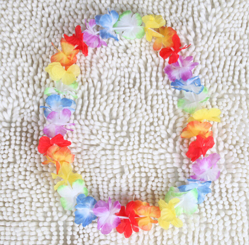 Hawaiian rainbow flower Leis artificial flower beach garland Necklace Luau Party gay pride 40 inches multi colour