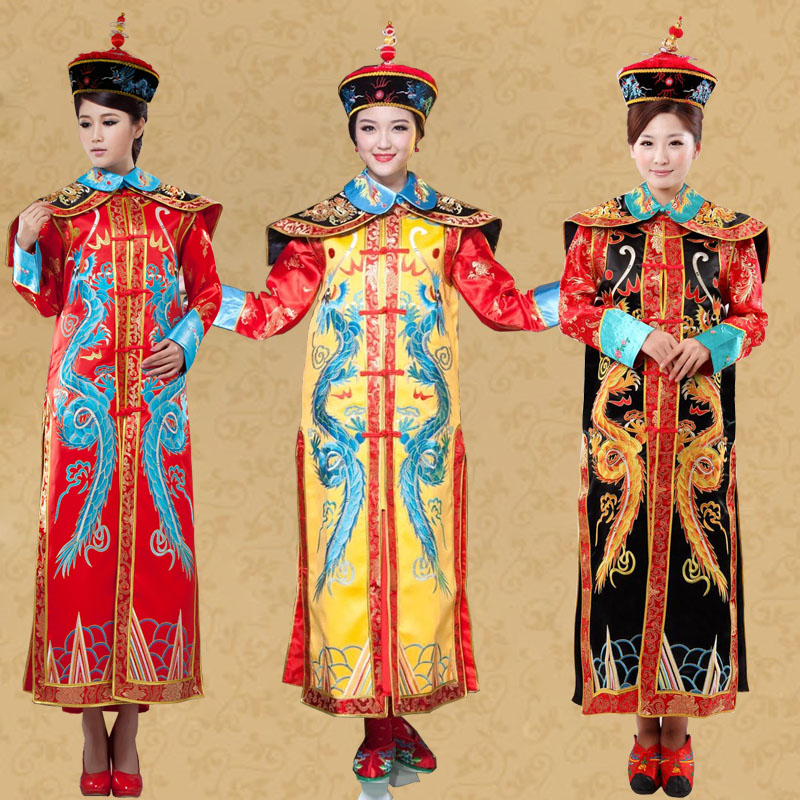 China Manchu Qing Dynasty Queen Empress Robe Dress Cosplay For Lady Chinese traditional Women Clothing Act Dramaturgic Costume Drop Shipping