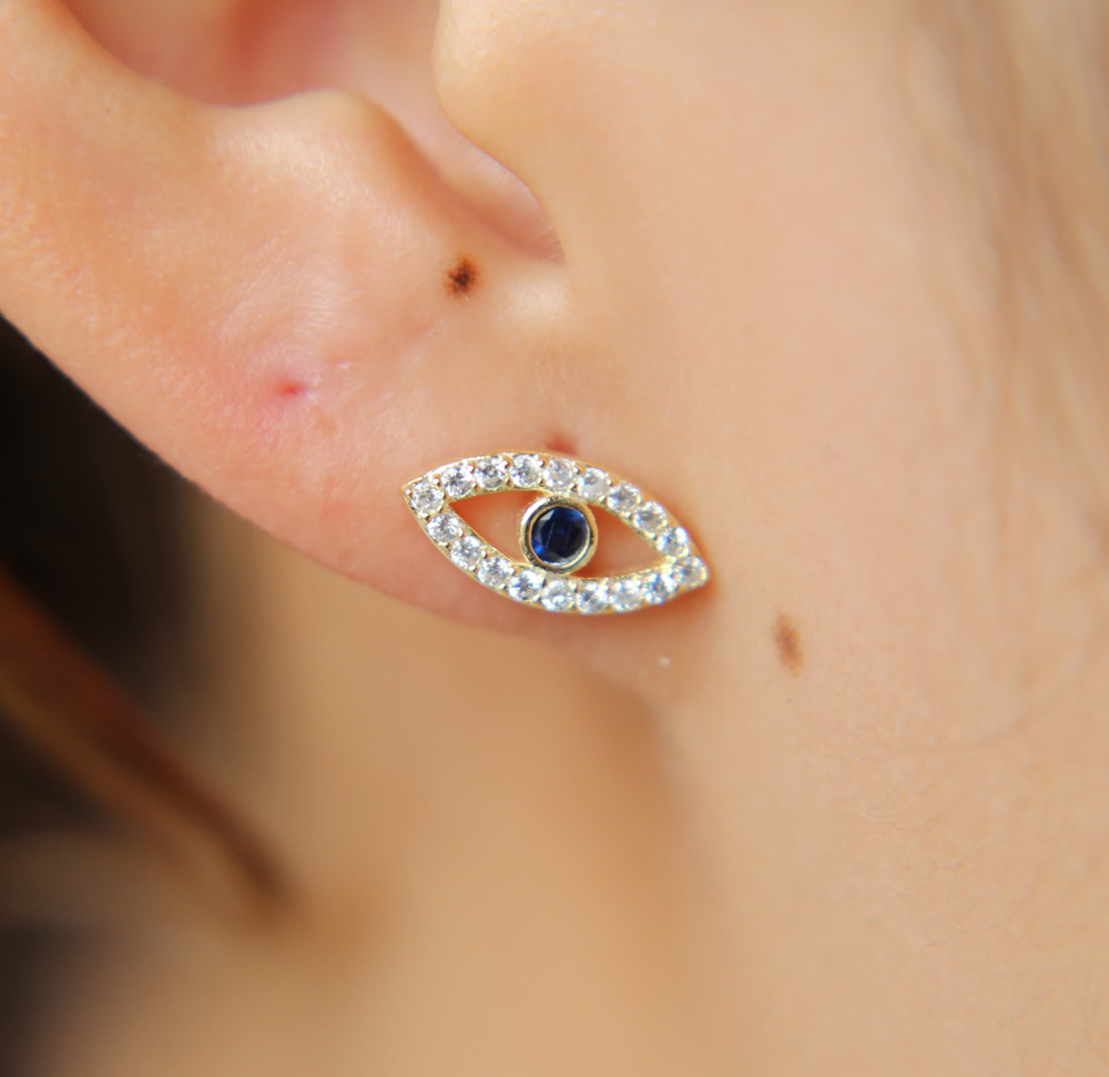 cz evil eye earring 925 sterling silver anti allergy material high quality lucky girl women stud earrings