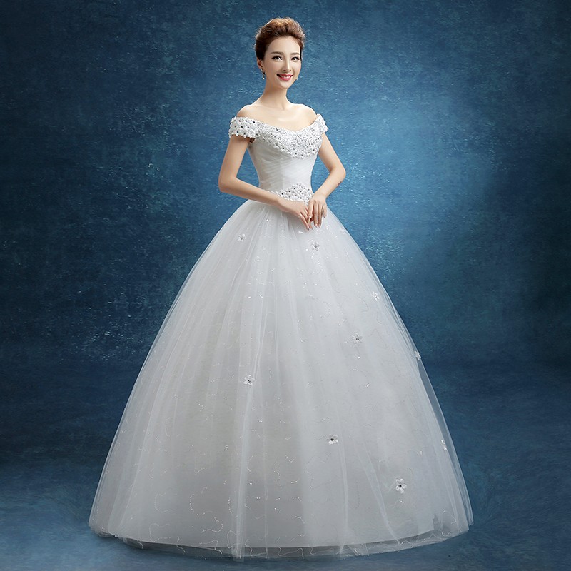 Wedding Dress 2018 New Spring And Summer Korean Style Wedding Gowns with Flower Sequin vestido de noiva Real photo cusmtomized