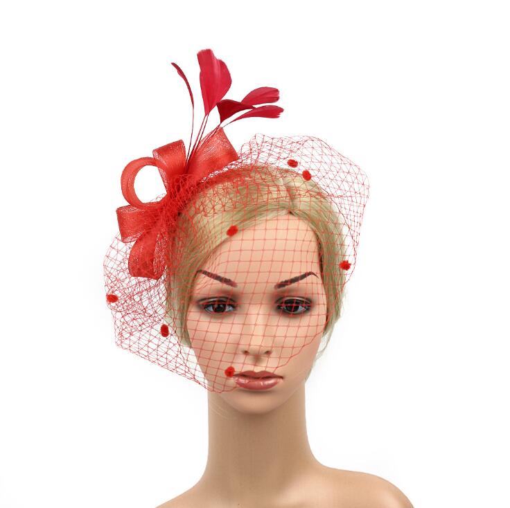 Bridal hats Feather Fascinator Hair Bridal Birdcage Veil Hat Wedding Hats And Fascinators Cheap Femin Hair Flowers For Wedding Party Studio