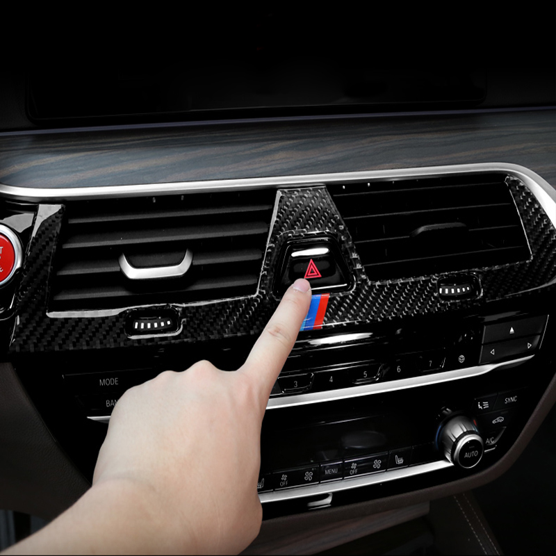Carbon Fiber Interior Trim Air conditioning CD Control Panel Cover Trim Car Styling Stickers For BMW G30 5 Series Auto accessories