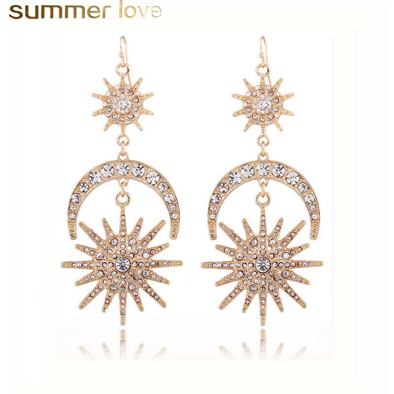 New Arrival Sun Moon Star Big Dangle Earring For Women Crystal Vintage Punk Style Long Drop Earring Fashion Jewelry
New Arrival Sun Moon Star Big Dangle Earring For Women Crystal Vintage Punk Style Long Drop Earring Fashion Jewelry