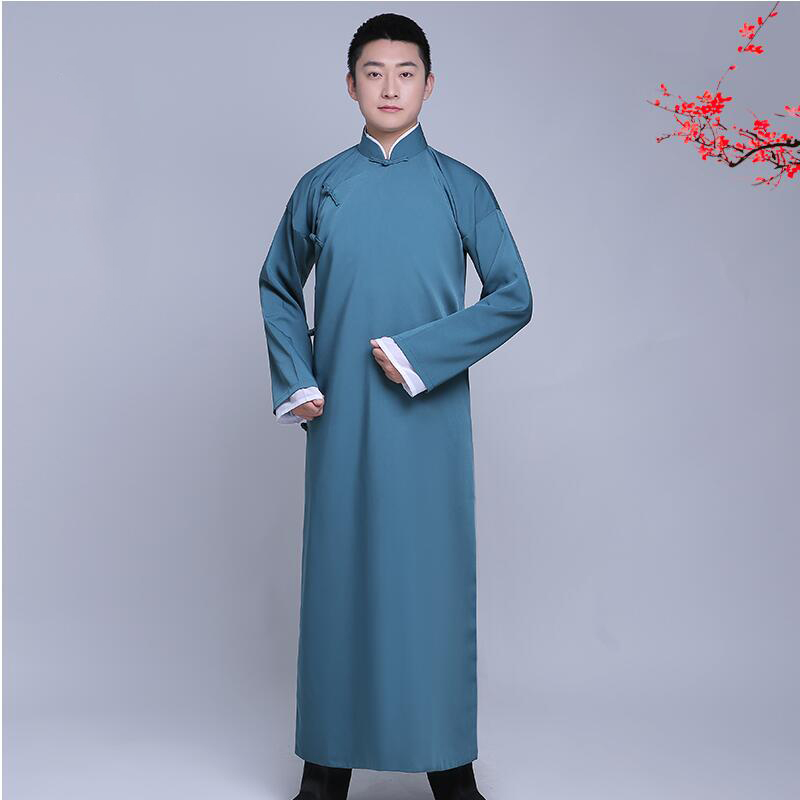 New arrival male cheongsam Chinese style costume cotton man Mandarin jacket long gown traditional Chinese Tang suit dress Ethnic Clothing