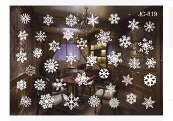 Christmas Static Sticker Snowflake Removable Christmas Glass Window Sticker With Elk Tree Small Bell For Christmas Decoration
