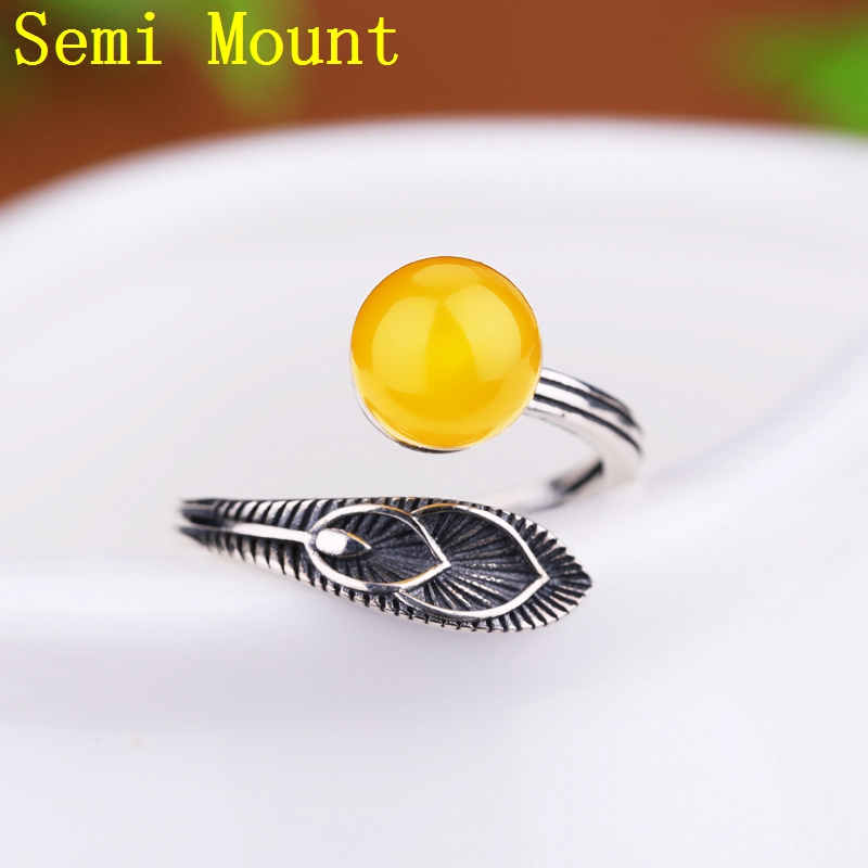 Wholesale 925 Sterling Silver Semi Mount Engagement Wedding Ring for 9-12mm Pearl or Round Bead Fine Jewelry Setting Vintage Antique