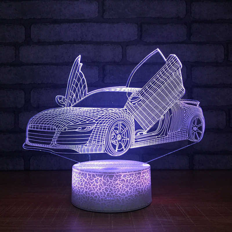 Creative Racing Car 3D Acrylic LED Night Light Touch 7 Color Change Desk Table Lamp Party Decorative Light