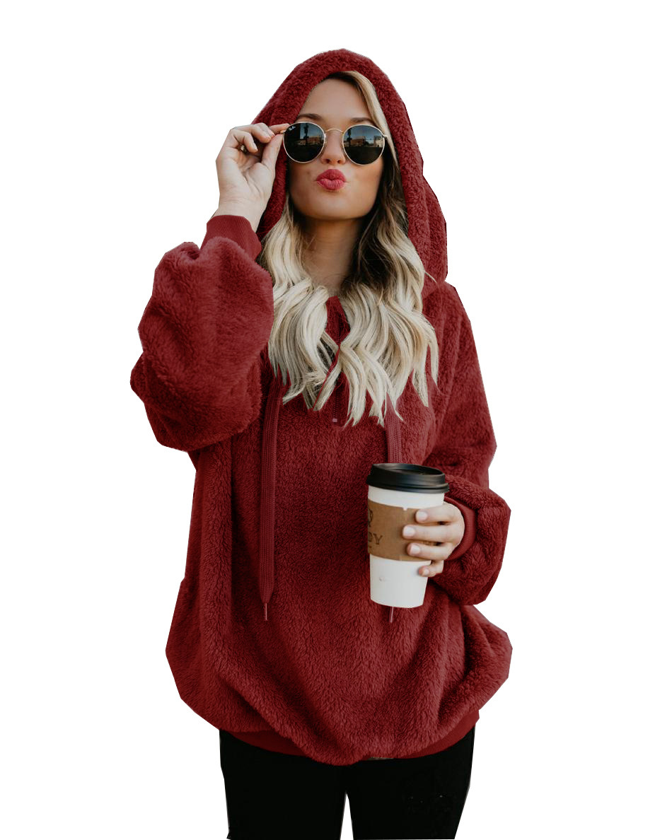 European autumn winter new fashion long sleeve hooded solid color sweater jacket S~5XL support mixed batch