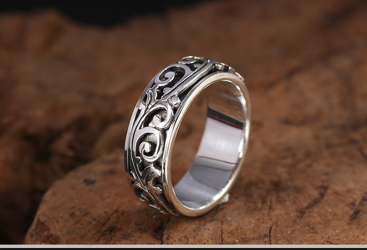 Brand new 925 sterling silver American Europe vintage jewelry scroll and paved vine design rotational hand-made rings for men and women