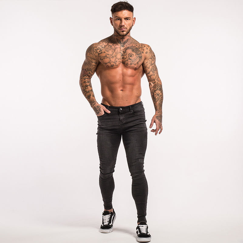 Gingtto Skinny Jeans For Men Super Stretch Skinny Tight Pant Big Size Cotton Comfortable Dropshipping Supply Grey Jeans zm09 S913