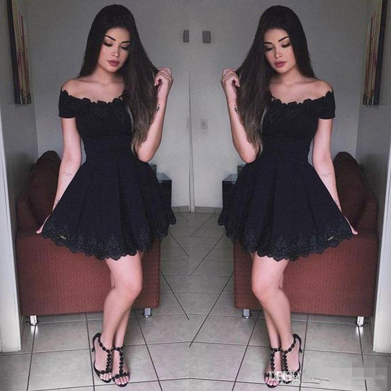Little Black Homecoming Dresses 2017 Lace Appliques A Line Off The Shoulder Short Prom Gowns Cocktail Party Dress, Same as picture
Little Black Homecoming Dresses 2017 Lace Appliques A Line Off The Shoulder Short Prom Gowns Cocktail Party Dress, Same as picture