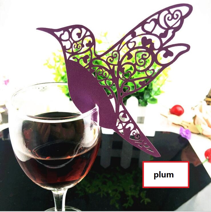 Laser Cut Paper Wine Glass Place Card bird card Wine Glass Card Creative Wedding Party Decorations fashion wedding favors BP081