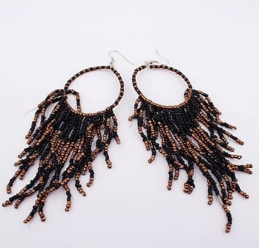 Vintage Bohemia Handmade Beaded Earrings Multilayer Tassels Bead Long Dangle Earrings Fashion Femal Jewelry Gift for Women Fashion