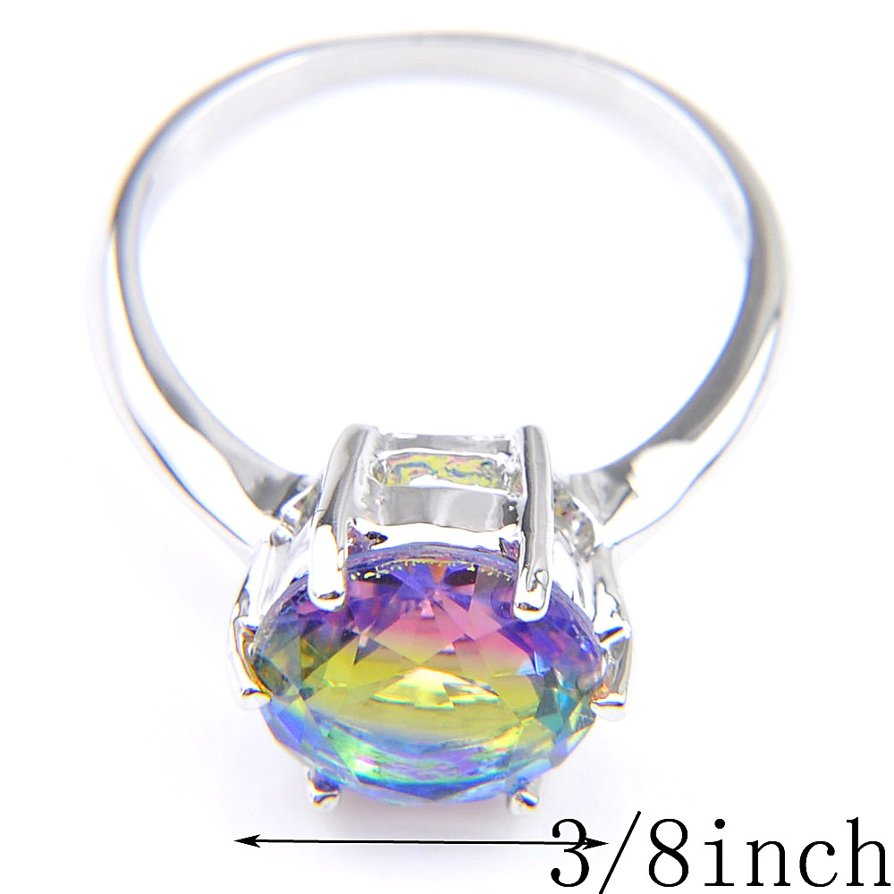 Charm Women Rings 5 Pcs Lot Round Bi Colored Tourmaline Gems 925 Sterling Silver Plated Cz Wedding Ring USA Size 7 8 9