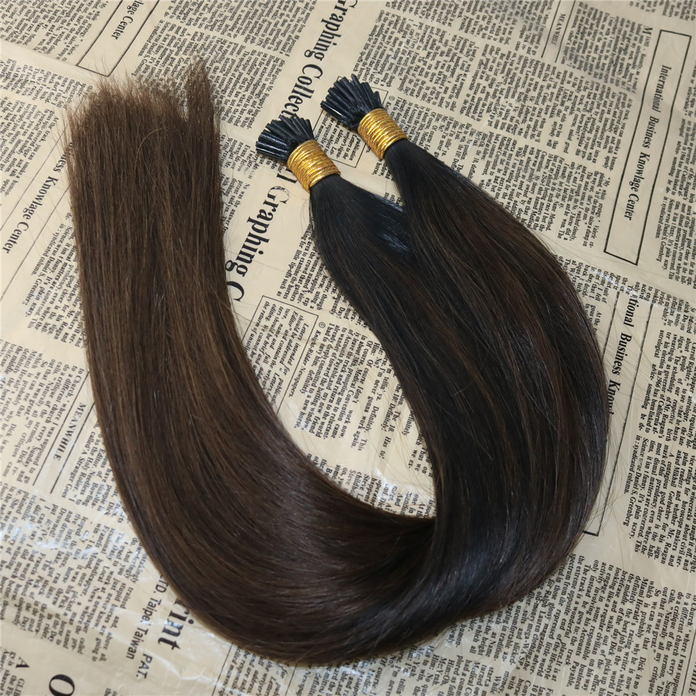 Ombre Human Hair Extensions I Tip Hair Balayage #2 fading to #5 Keratin Tipped Human Hair Extensions Pre Bonded I Tip 1g/str