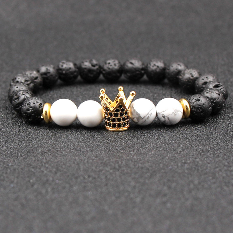 Bracelet Beaded Strands 8mm White Turquoise Cubic Zirconia Copper Crown Gold Silver Men Women Bangles Love Bracelets Gift
Bracelet Beaded Strands 8mm White Turquoise Cubic Zirconia Copper Crown Gold Silver Men Women Bangles Love Bracelets Gift