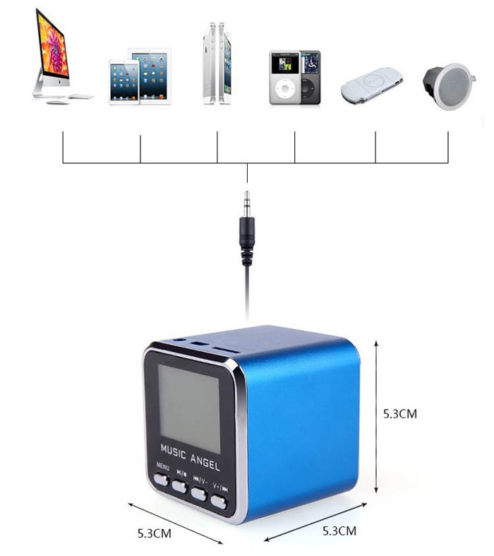 MUSIC ANGEL Mini Speaker USB Micro SDTF HiFi Audio Amplifier MP34 Display alarm clock Digital Player