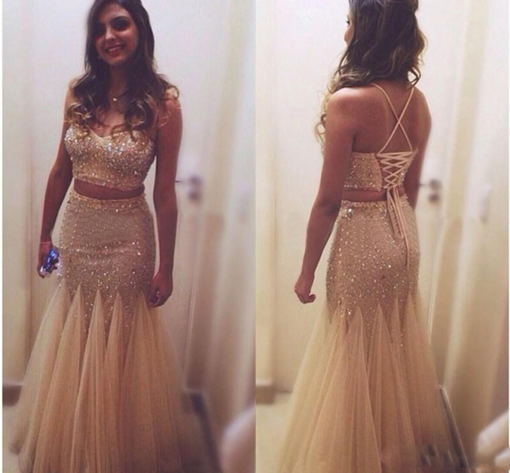 Sexy Champagne Mermaid 2 Piece Prom Dresses Spaghetti Spackly Sequins Crystals Black Girl Evening Party Formal Gowns, Water melon
Sexy Champagne Mermaid 2 Piece Prom Dresses Spaghetti Spackly Sequins Crystals Black Girl Evening Party Formal Gowns, Water melon