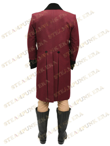 Free Shipping Trendy Crimson Swallow-tailed Steampunk Coat For Men