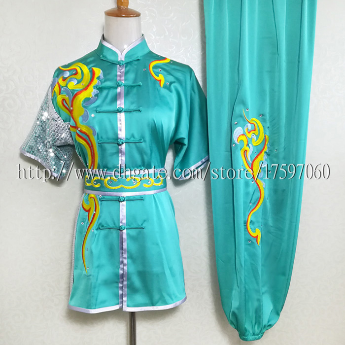 Chinese Wushu uniform Kungfu clothing Martial arts suit taolu outfit garment Routine kimono for men women boy girl kids adults children, Blue
Chinese Wushu uniform Kungfu clothing Martial arts suit taolu outfit garment Routine kimono for men women boy girl kids adults children, Blue