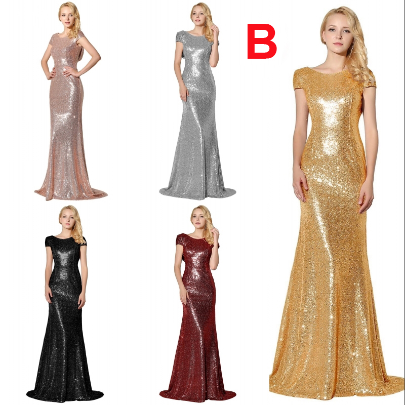 Cheap Rose Gold Sequined Long Bridesmaid Dresses Sexy V-neck Pleated Backless Formal Dress Party Wedding Guest Gown Custom Colors
