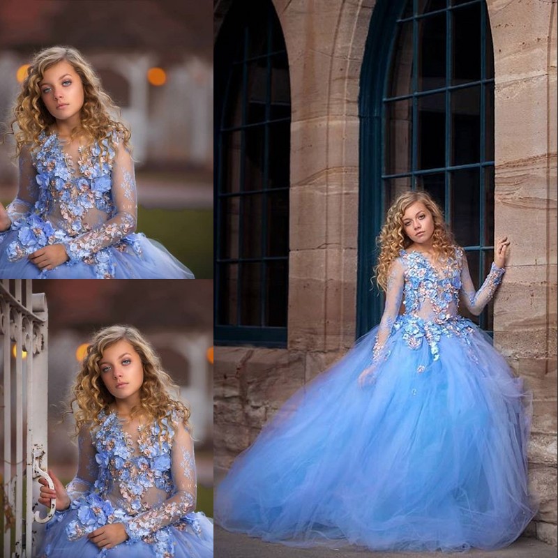 Fairy Handmade Flowers Birthday Dress Jewel Long Sleeve Appliques Fluffy Tulle Ball Gown Flower Girl Dress 2018 Fashion Girls Pageant Dress, Blue
Fairy Handmade Flowers Birthday Dress Jewel Long Sleeve Appliques Fluffy Tulle Ball Gown Flower Girl Dress 2018 Fashion Girls Pageant Dress, Blue
