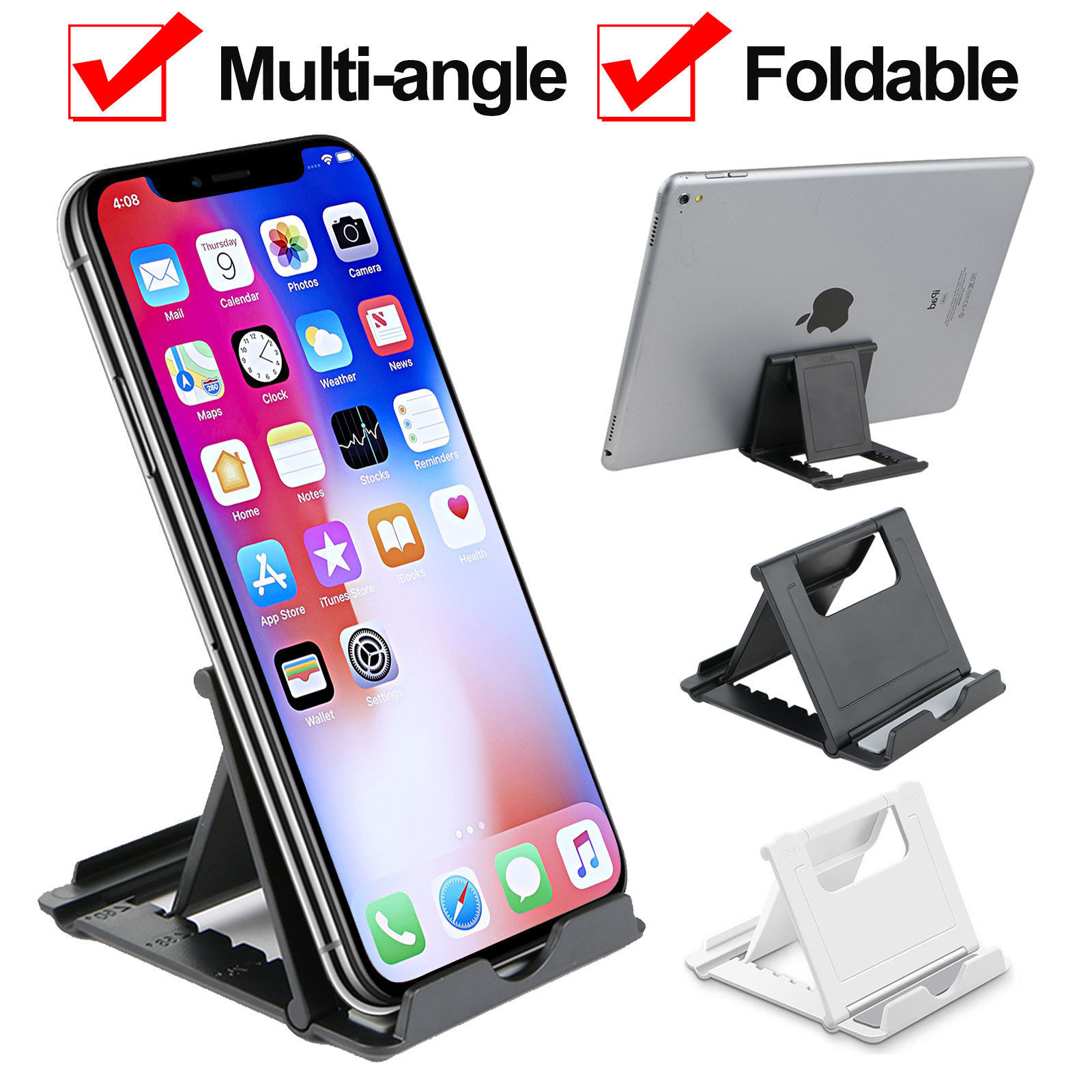 Adjustable Multi-angle Foldable Desktop Stand Holder Mount for Cell Phone Tablet Desktop Holders, Black
Adjustable Multi-angle Foldable Desktop Stand Holder Mount for Cell Phone Tablet Desktop Holders, Black