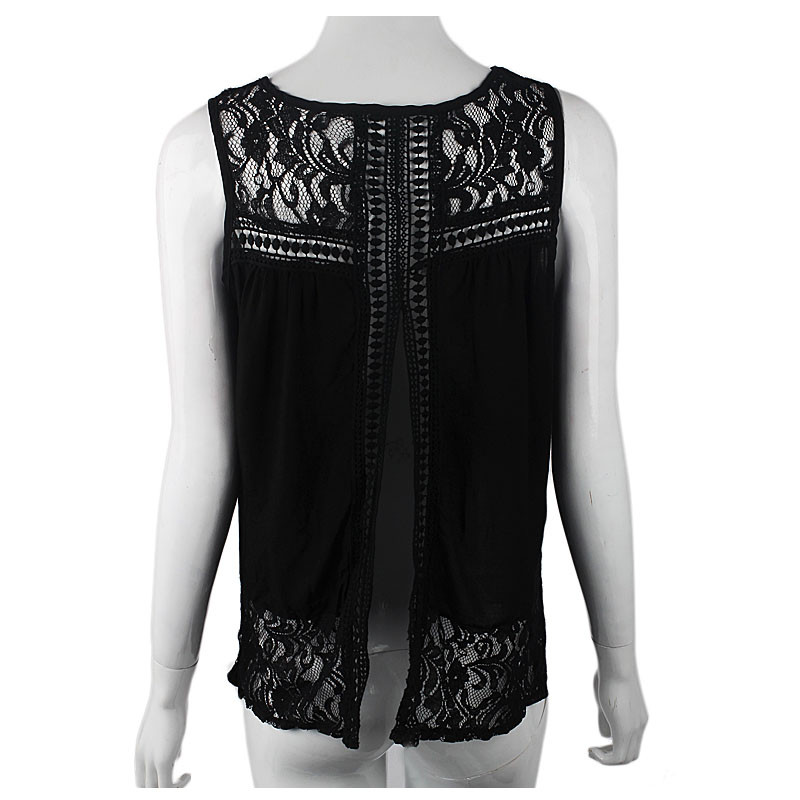 Hot Summer Women Chiffon Blouse Shirts Crochet Lace Vest Sexy Open Back Sleeveless Shirt Tank Tops Blusas Femininas