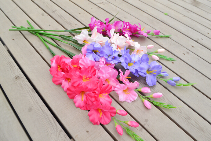 Silk Gladiolus Flower (7 heads/Piece) Fake Sword Lily for Wedding Party Centerpieces Artificial Decorative Flowers 80cm 12pcs