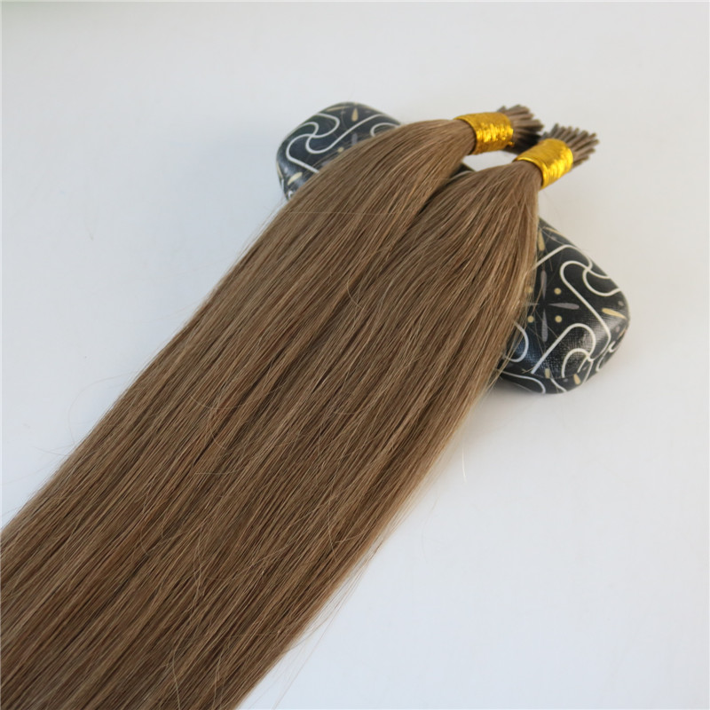 Keratin I-tip Human Hair Extensions Ash Brown #10 Stick-tip Extensions Brazilian Human Hair 100Strands 100gram prebunded hair Straight