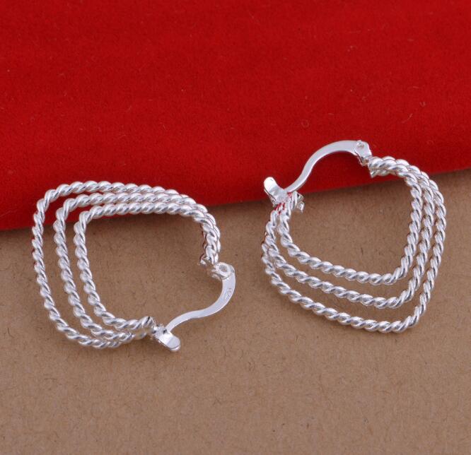 mix 12 style 12pairs/lot Mark 925 plating 925 sterling silver Double circle Ear hoop earrings fashion gifts hyperbole big Ear ring