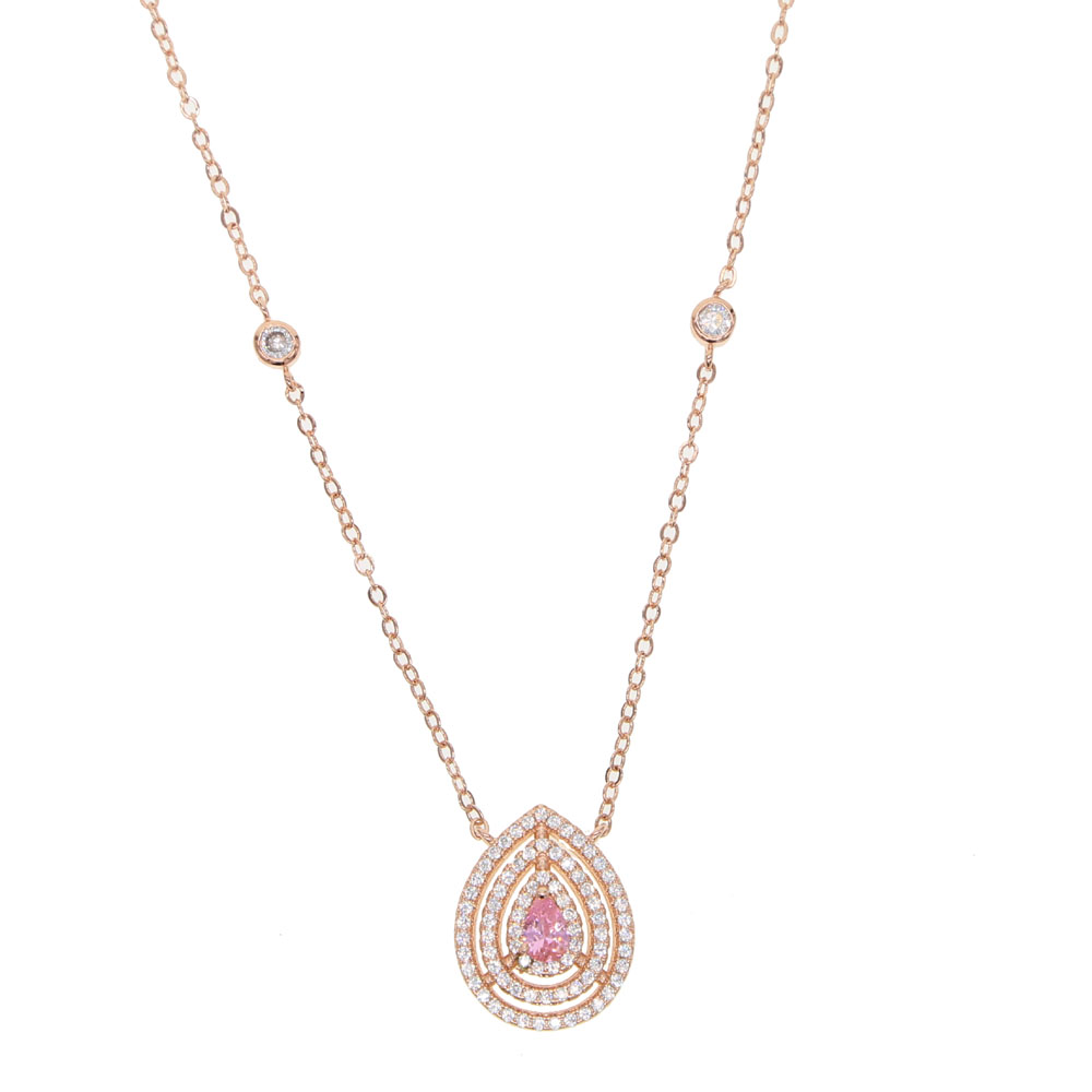 4 colors rose gold tear drop cz link chain wedding engagment bridal necklace 2018 fashion jewelry european women CZ diamond Collar