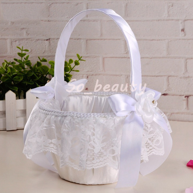 White Lace Ribbon Bow Girl Basket Beautiful Round Silk Flower Basket Wedding Favors Wedding Accessory New
White Lace Ribbon Bow Girl Basket Beautiful Round Silk Flower Basket Wedding Favors Wedding Accessory New