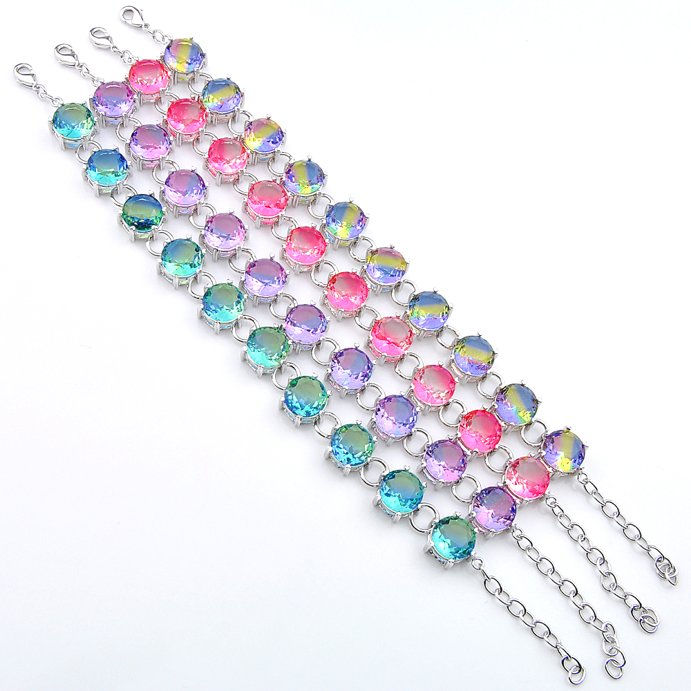 4pcs luckyshine new round shaped rainbow bicolored tourmaline cubic zirconia gemstone silver chain bracelets bangles holiday wedding party
4pcs luckyshine new round shaped rainbow bicolored tourmaline cubic zirconia gemstone silver chain bracelets bangles holiday wedding party
