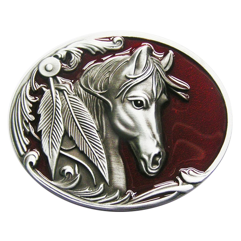New Vintage Red Enamel Rodeo Horse Head Western Oval Belt Buckle Gurtelschnalle Boucle de ceinture, Slivery;black 
New Vintage Red Enamel Rodeo Horse Head Western Oval Belt Buckle Gurtelschnalle Boucle de ceinture, Slivery;black