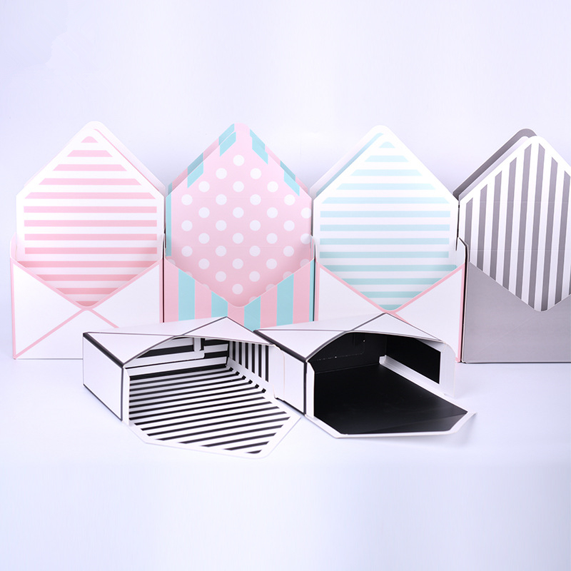 Creative Paperboard Envelope Folding Flower Box Flowers Wrapping Gift Box Flower Packaging Home Decoration 4PCS 20X7X14.5CM