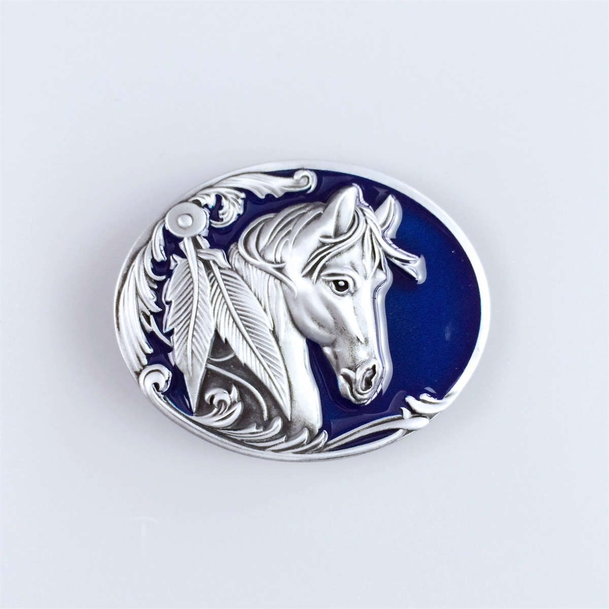 New Vintage Blue Enamel Rodeo Horse Head Western Oval Belt Buckle Gurtelschnalle Boucle de ceinture, Slivery;black
New Vintage Blue Enamel Rodeo Horse Head Western Oval Belt Buckle Gurtelschnalle Boucle de ceinture, Slivery;black