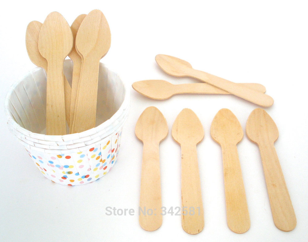 Wooden Spoons 50 SMALL Disposable Wooden Utensils Ice Cream Spoons Mini Dessert Wood Silverware Wedding Spoon
