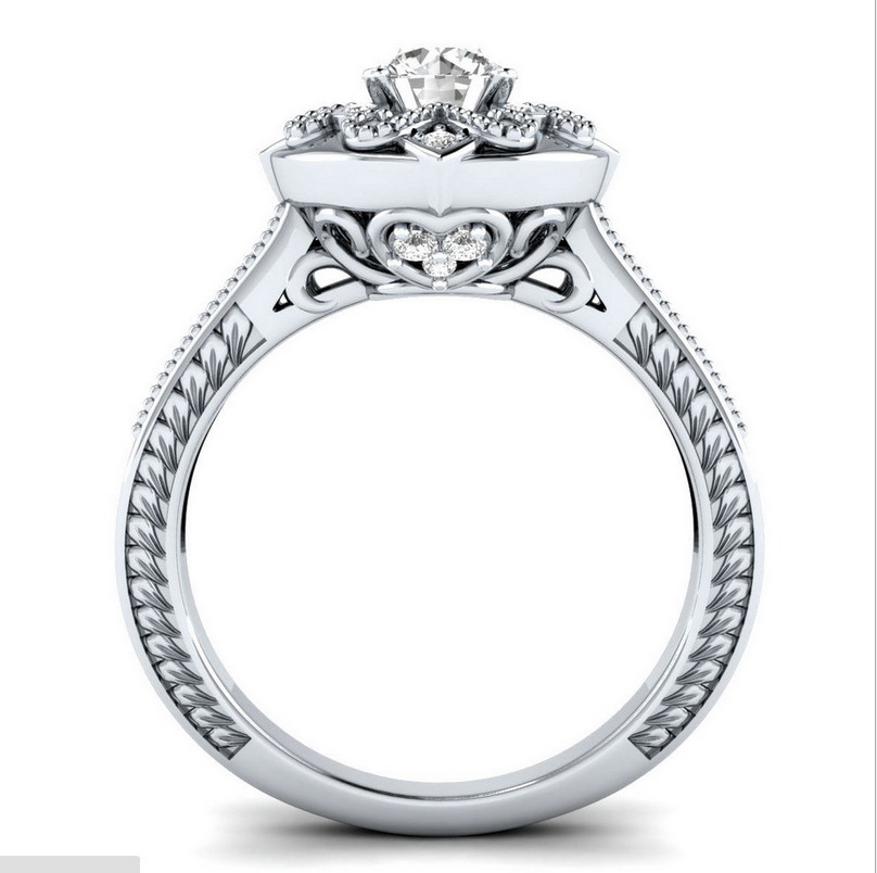 2018 New Arrival Original Desgin Vintage Fashion Jewelry 925 Silver Fill Round Shape Blue Sapphire CZ Dimaond Wedding Band Ring for Women