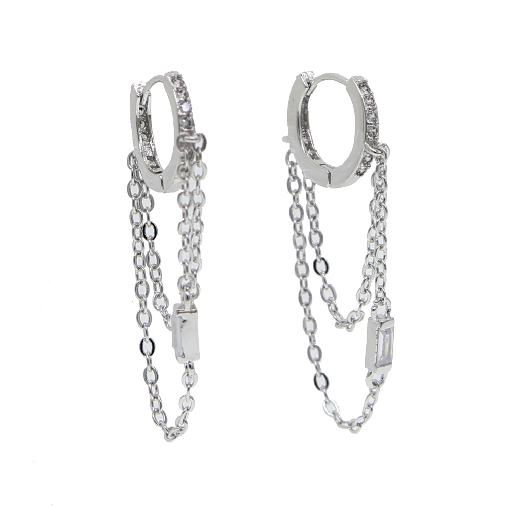 tassel chain earring with cz mini hoop gold plated fashion european women ladies gorgeous fashion trendy earrings jewelry