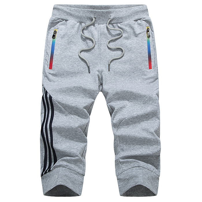 Mens short Joggers Fall pants Men pleated sweatpants keen length slim short masculino Ripped hip hop 3/4 Trousers Summer