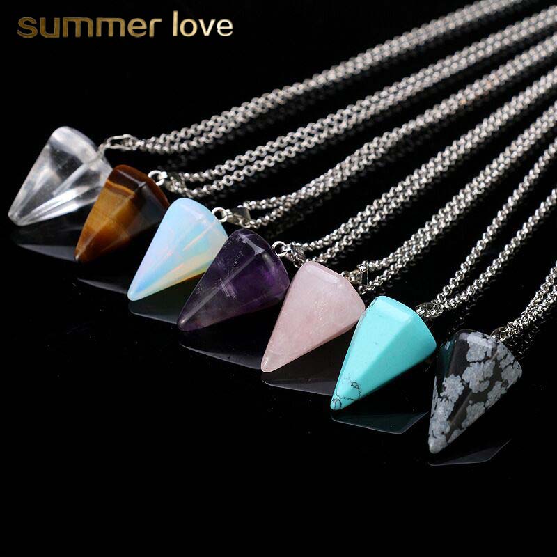 Trendy natural crystal stone pendant necklace for women unique design hexagonal cone tapered crystal opal necklace jewelry wholesale
Trendy natural crystal stone pendant necklace for women unique design hexagonal cone tapered crystal opal necklace jewelry wholesale
