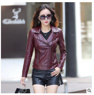 Red Leather Jacket Women 2017 New Fashion Autumn Long Sleeve Slim Sexy Short Coats Black PU Motorcycle Jacket Plus Size 3XL, Wine red 
Red Leather Jacket Women 2017 New Fashion Autumn Long Sleeve Slim Sexy Short Coats Black PU Motorcycle Jacket Plus Size 3XL, Wine red
