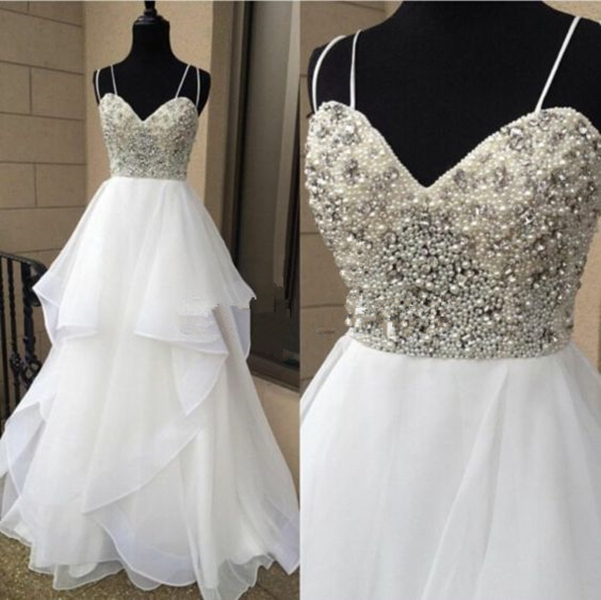 Elegant White Prom Dresses With Spaghetti Stras Pearls Crystal A line Ruffles Organza Long Cheap Runway Evening Formal Dress, Lavender
Elegant White Prom Dresses With Spaghetti Stras Pearls Crystal A line Ruffles Organza Long Cheap Runway Evening Formal Dress, Lavender